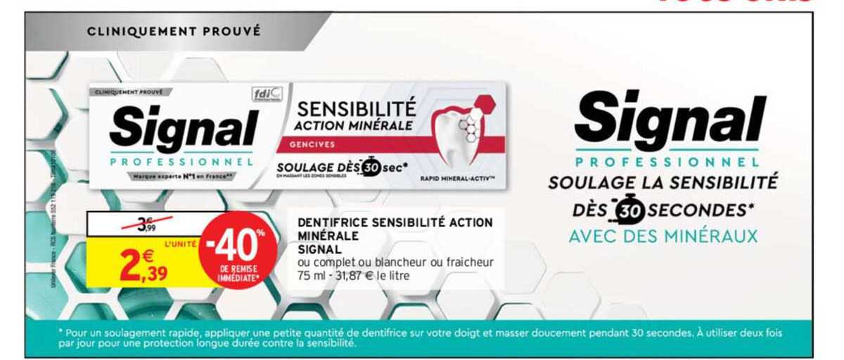 dentifrice sensibilité action minérale signal