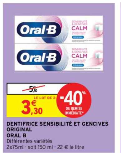 dentifrice sensibilité et gencives original oral b