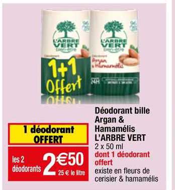 Deodorant Bille Argan & Hamamelis L'arbre Vert