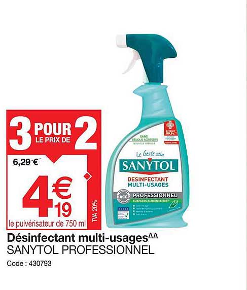 desinfectant multi-usages sanytol professionnel