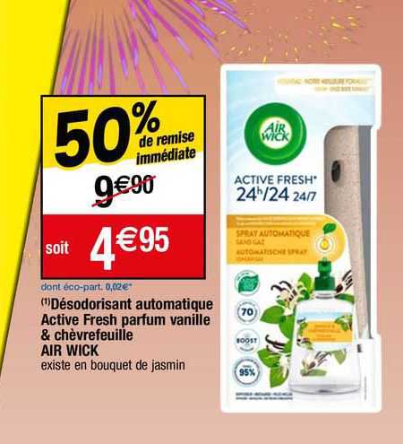 desodorisant automatique active fresh parfum vanille & chevrefeuille air wick