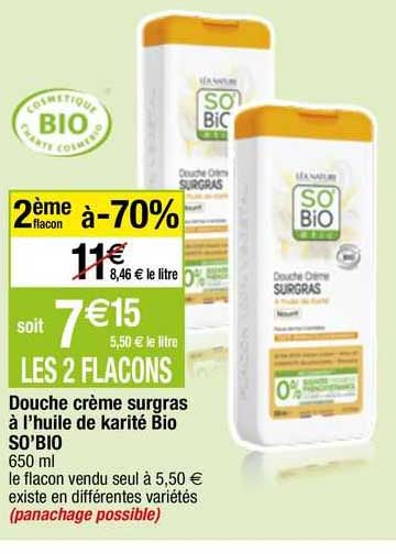 douche creme surgras a l'huile de karite bio so' bio