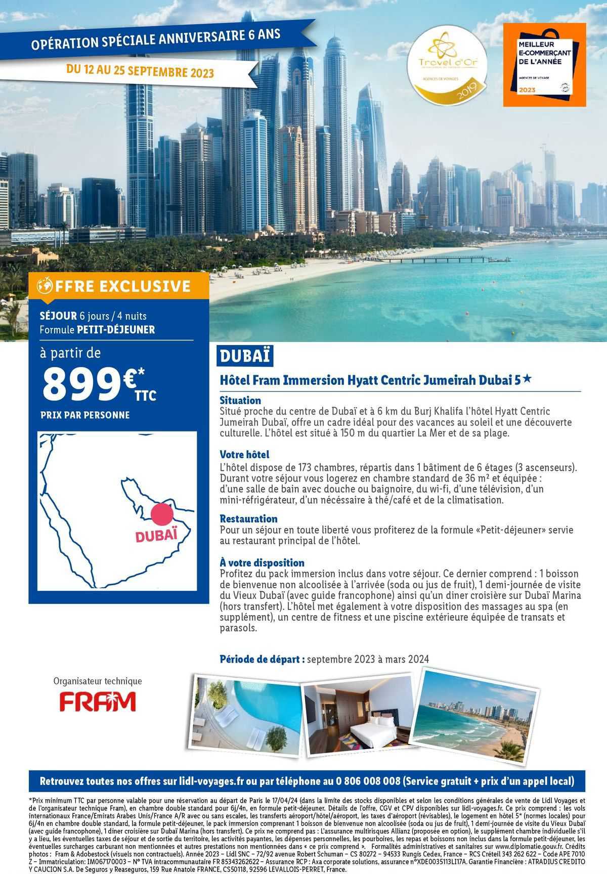 dubaï : hôtel fram immersion hyatt centric jumeirah dubal 5*