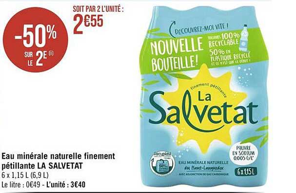 eau minérale naturelle finement pétillante la salvetat