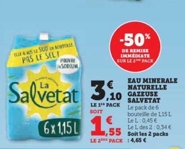 Eau Minérale Naturelle Gazeuse Salvetat