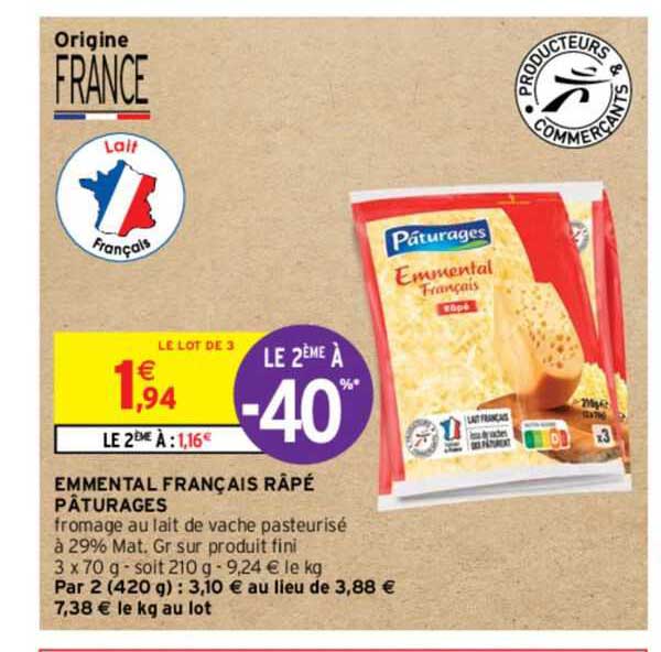 Emmental Français Râpé Pâturages