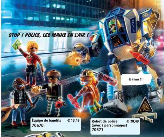 équipe de bandits, robot de police (avec 2 personnages)