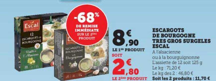 escargots de bourgogne très gros surgelés escal