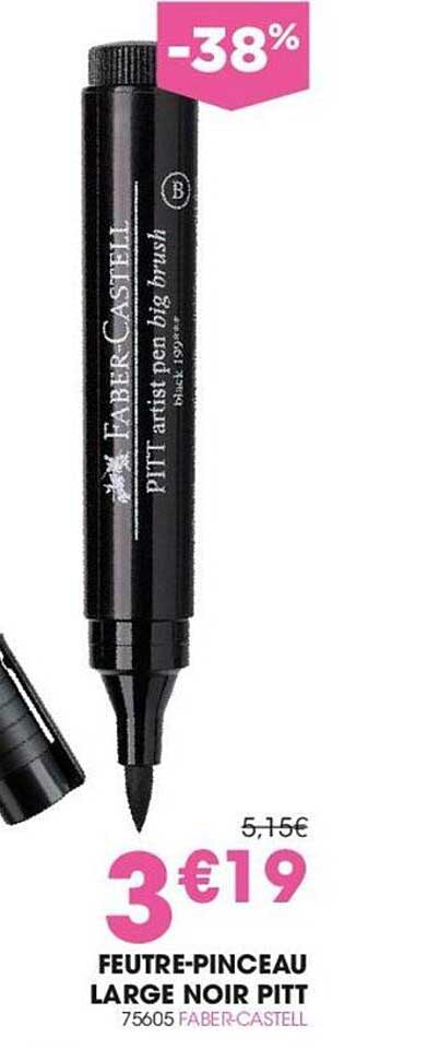 feutre-pinceau large noir pitt faber-castell