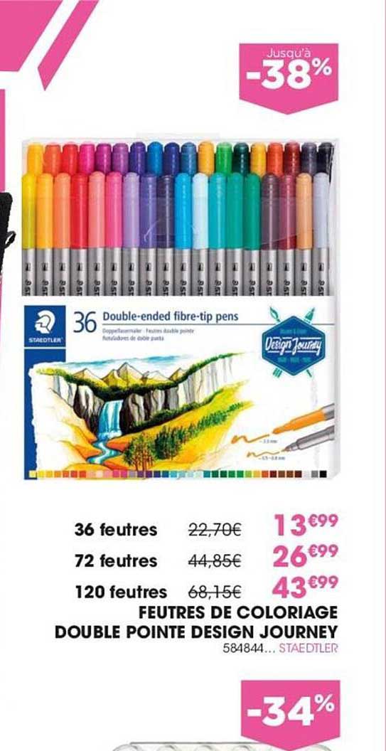 feutres de coloriage double pointe design journey staedler