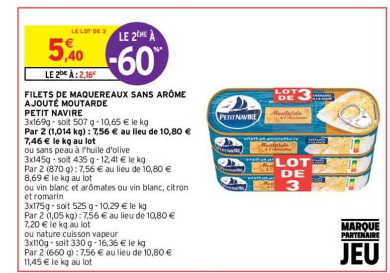 filets de maquereaux sans arôme ajouté moutarde petit navire