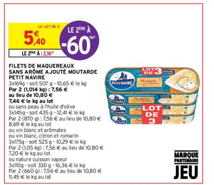 filets de maquereaux sans arôme ajouté moutarde petit navire