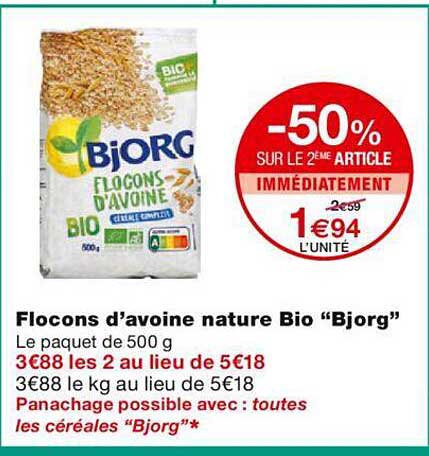 flocons d'avoine nature bio "bjorg"