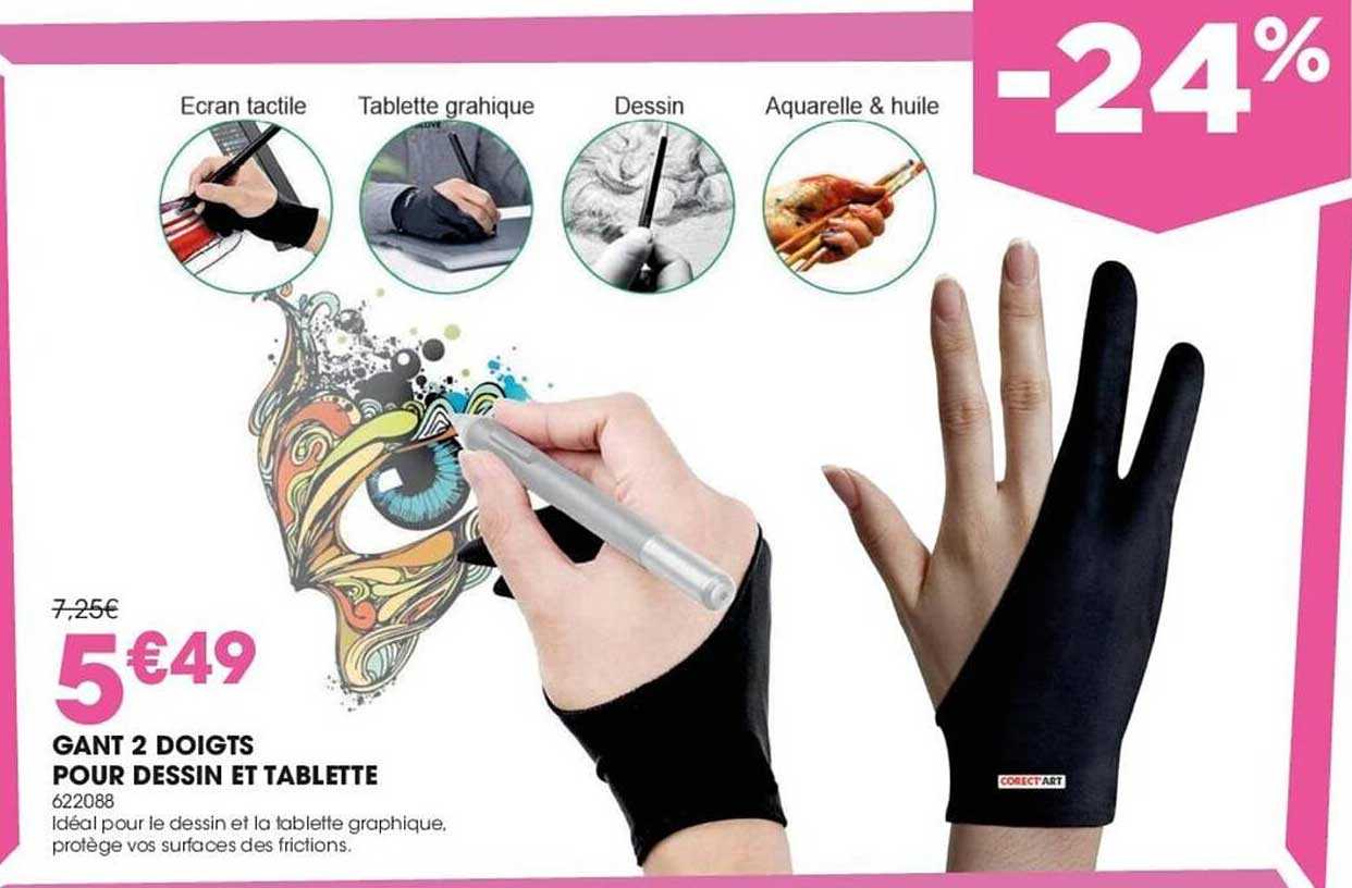 Gant 2 Doigts Pour Dessin Et Tablette