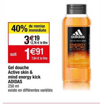 gel douche active skin & mind energy kick adidas
