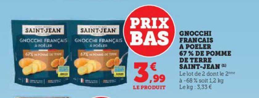 gnocchi français à poêler 67% de pomme de terre saint-jean