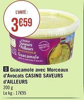 guacamole avec morceaux d'avocats casino saveurs d'ailleurs