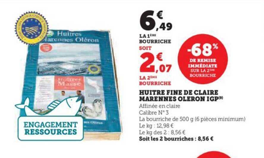 huître fine de claire marennes oléron igp