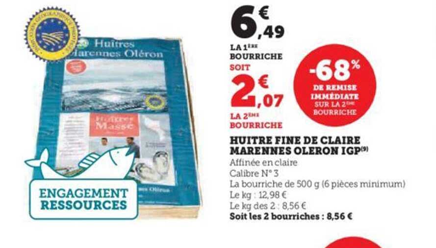 huîtres fine de claire marennes oléron igp