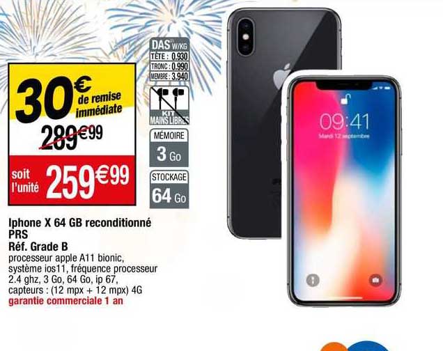 iphone x 64 gb reconditionne pris