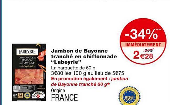 Jambon De Bayonne Tranché En Chiffonnade "labeyrie"