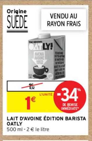 lait d'avoine édition barista oatly