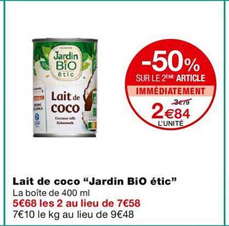 Lait De Coco "jardin Bio étic"