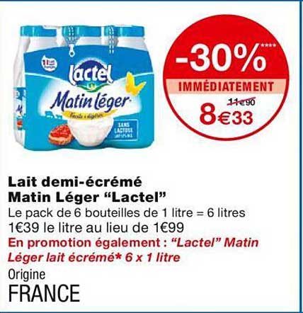 lait demi-écrémé matin léger "lactel"