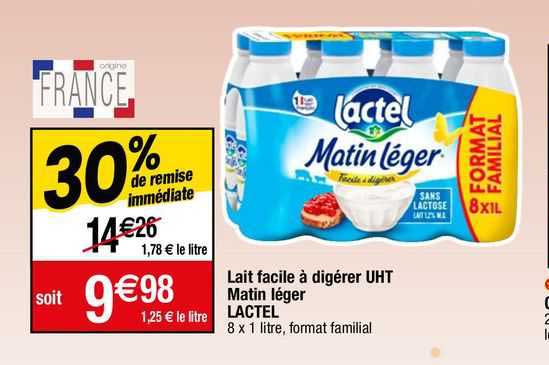 lait facile  a digerer uht matin leger lactel