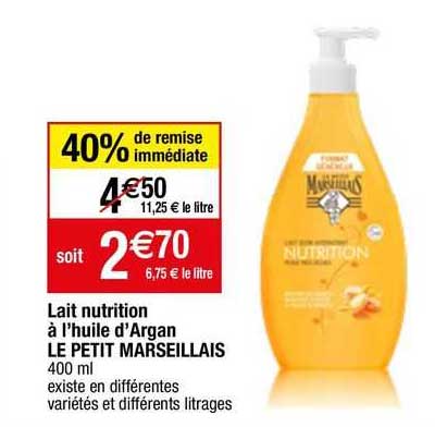 lait nutrition a l'huile d'argan le petit marseillais