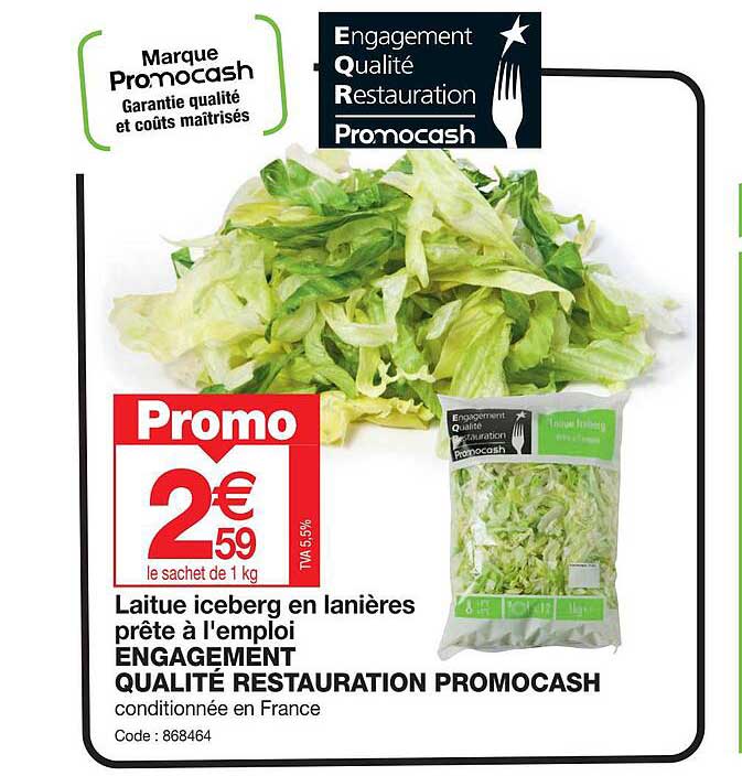 laitue iceberg en lanieres  prete a l'emploi engagement qualite restauration promocash