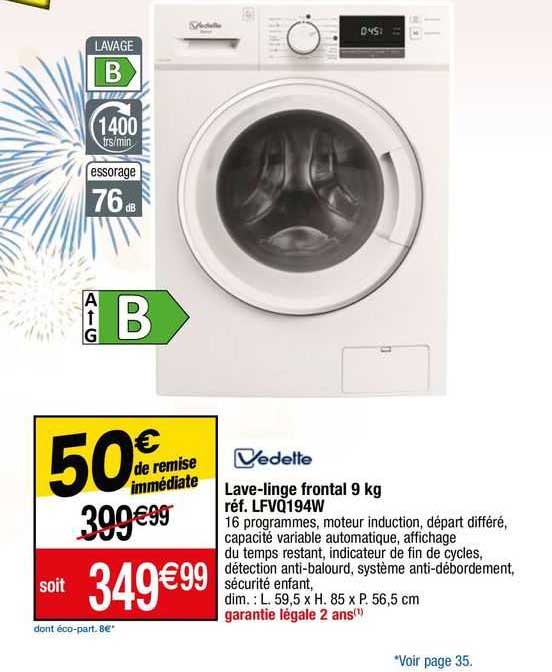 lave-linge frontal 9 kg