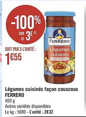 légumes cuisinés façon couscous ferrero