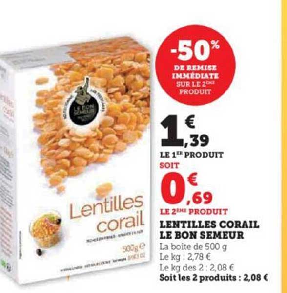 Lentilles Corail Le Bon Semeur