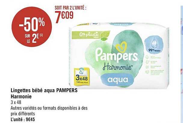 Lingettes Bébé Aqua Pampers Harmonie