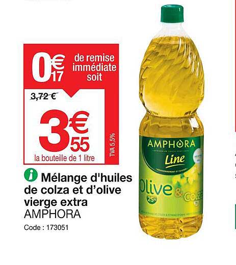 mélange d'huiles de colza et d'olive vierge extra amphora