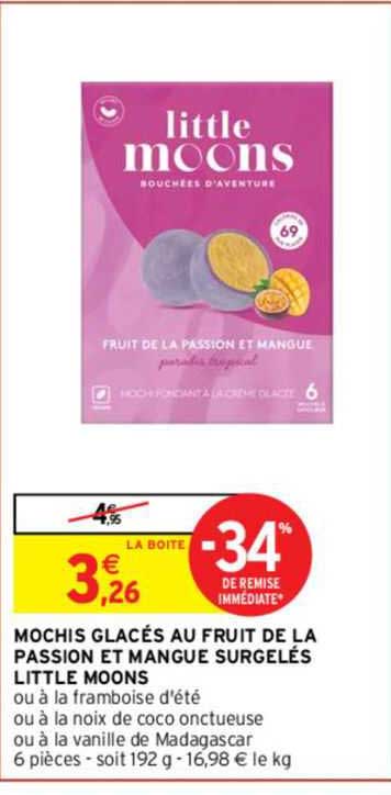 mochis glacés au fruit de la passion et mangue surgelés little moons