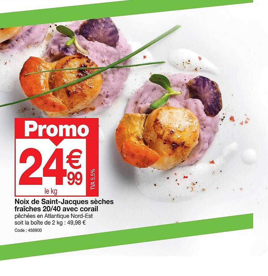 noix de saint-jacques seches fraiches 20/40 avec corail