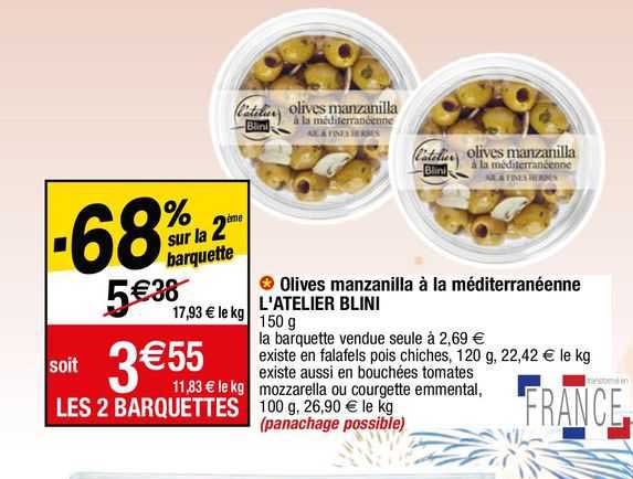 olives  manzanilla a la mediterraneenne l'ateilier blini