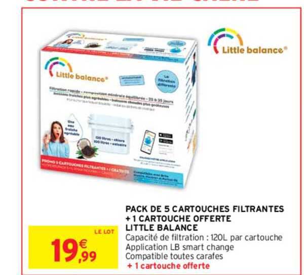 pack de 5 cartouches filtrantes + 1 cartouche offerte little balance