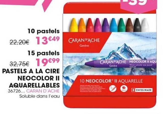 pastels à la cire neocolor II aquarellable caran d'ache