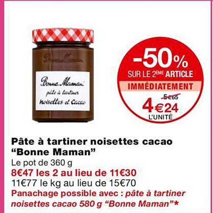 pâte à tartiner noisettes cacao "bonne maman"