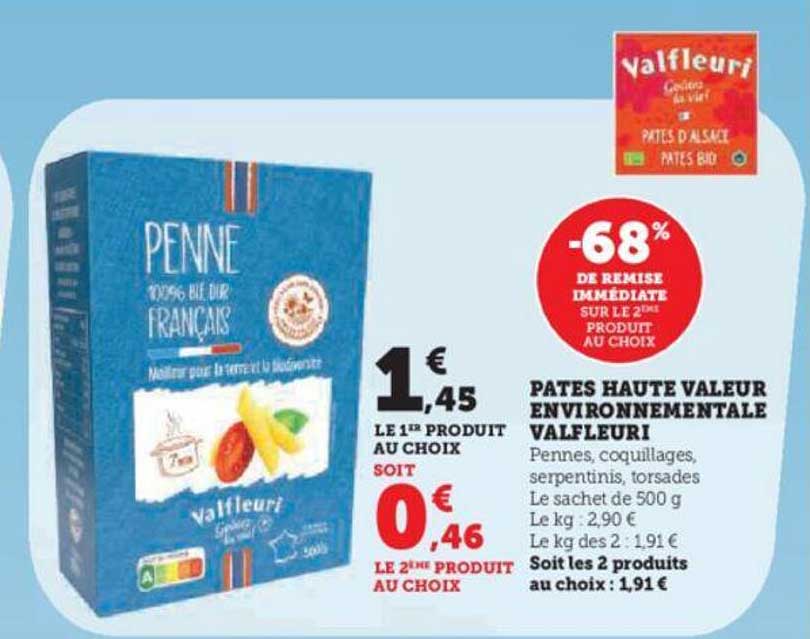 pâtes haute valeur environnementale valfleuri