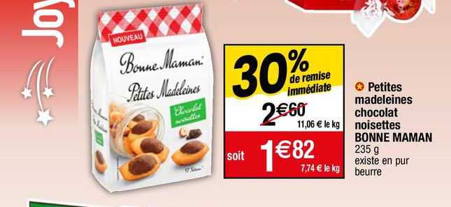 petites madeleines chocolat noisettes bonne maman
