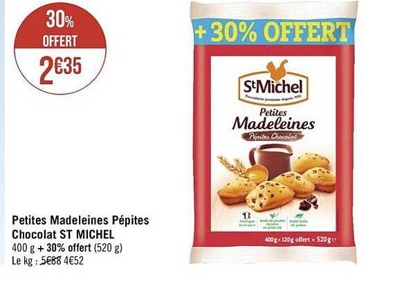 petites madeleines pépites chocolat st michel