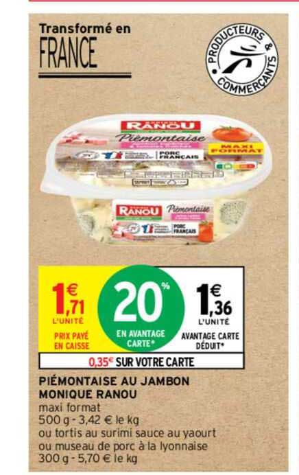 piémontaise au jambon monique ranou