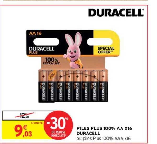 Piles Plus 100% Aa X16 Duracell