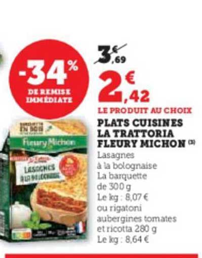 plats cuisinés la trattoria fleury michon