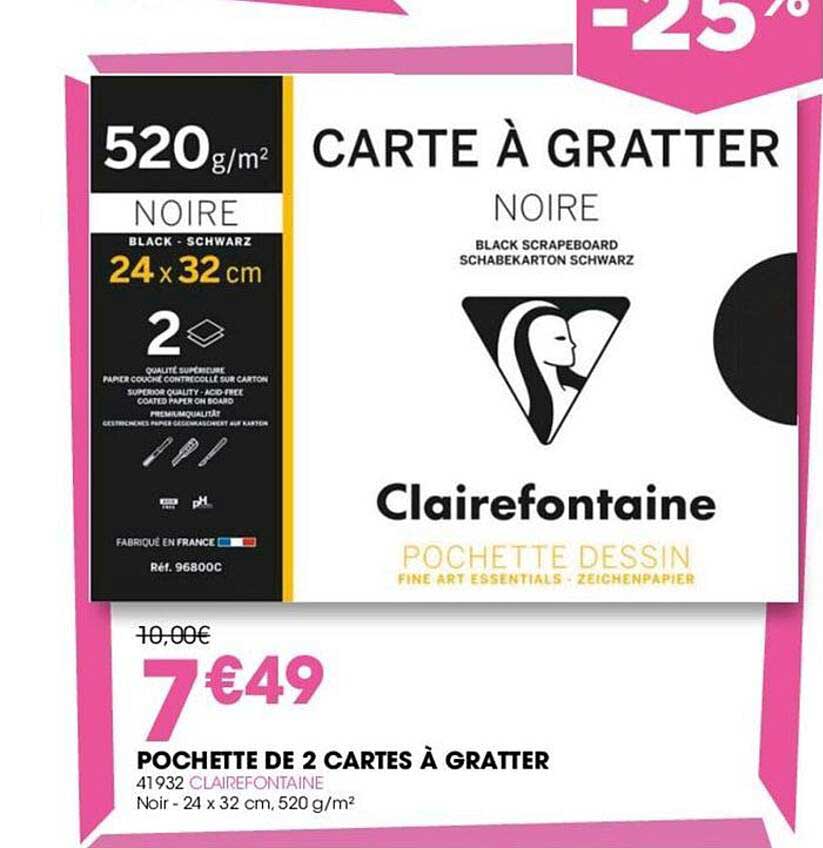 pochette de 2 cartes à gratter clairefontaine