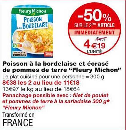 poisson à la bordelaise et écrasé de pommes de terre "fleury michon"